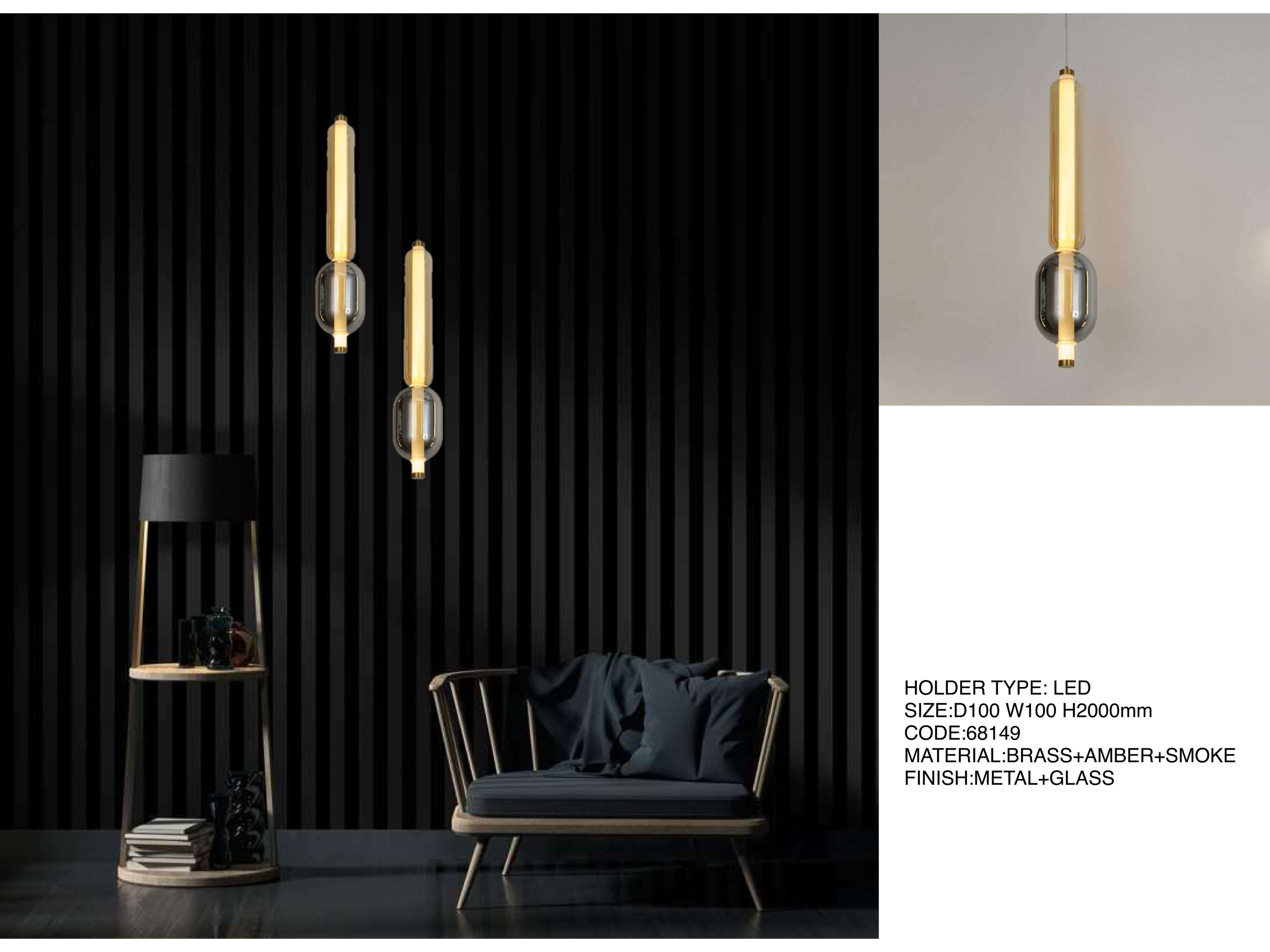 Beyond Lights - Brass Amber Pendant- LCHL